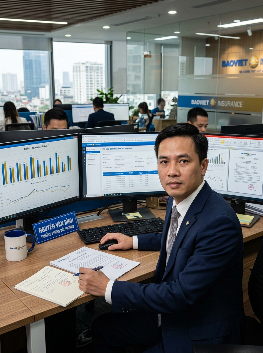 Insurance claims officer using PCI