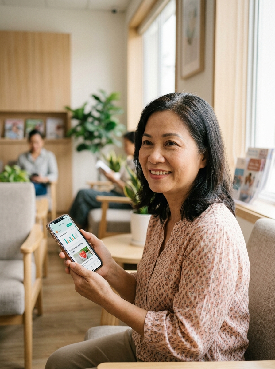 Patient using Annaminds Lifestyle app